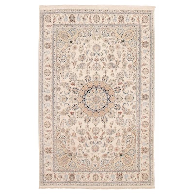 ECARPETGALLERY Hand-knotted Nain Cream Silk, Wool Rug - 5'10 x 9'1
