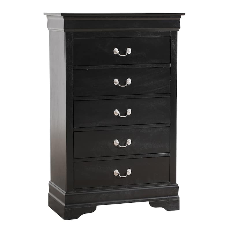 Wooden Bedroom Chest with 5-Drawer - 48" - Black