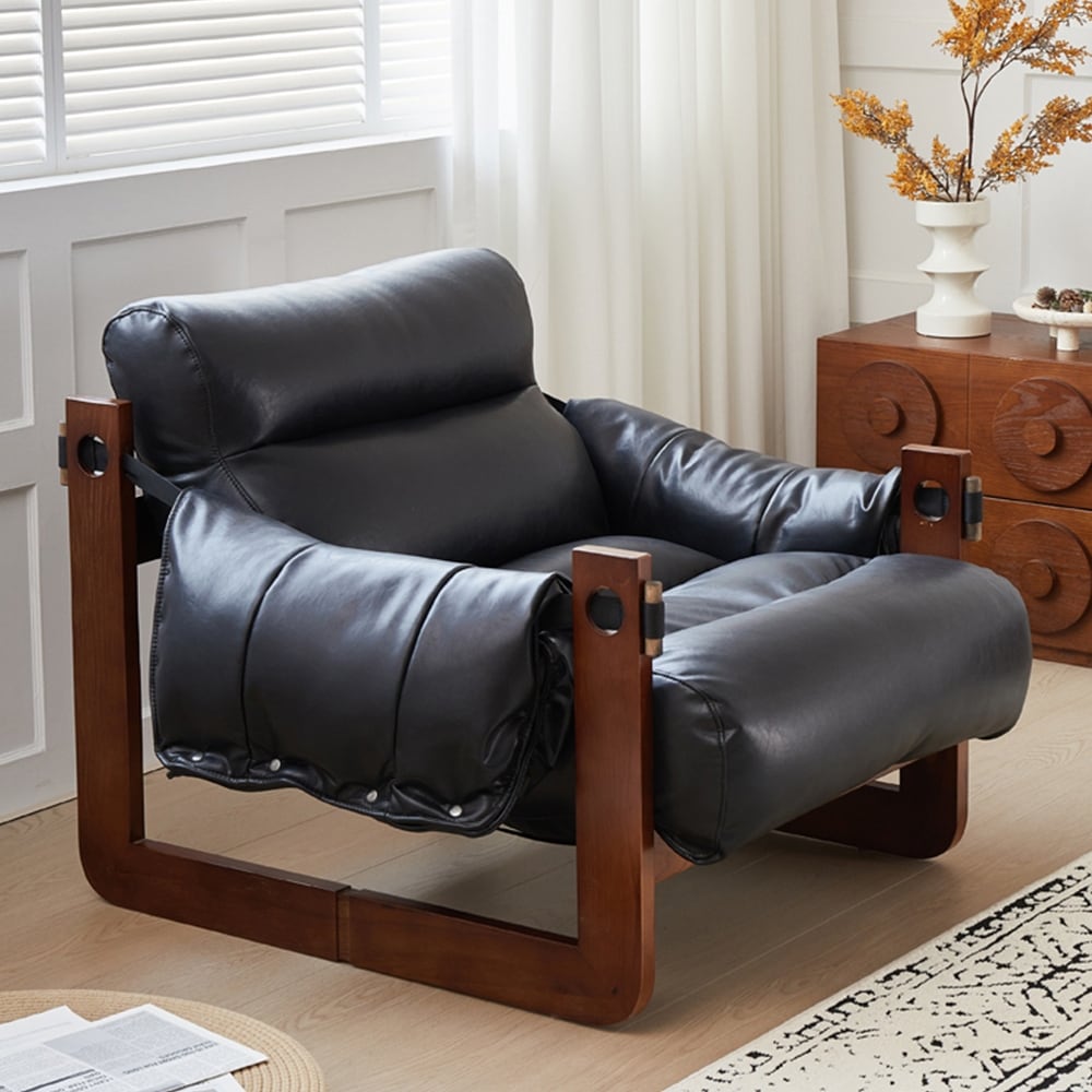 Retro Modern Faux Leather Lounge Chair