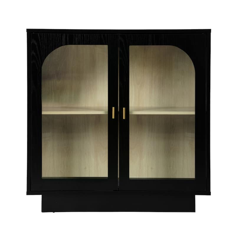 Roomfitters Storage Cabinet with Acrylic Glass Doors, Modern Display Organizer for Living Room