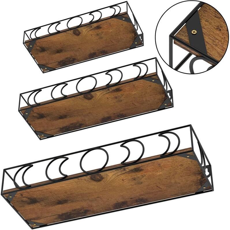 3 Pack Small Floating Book Plant Shelves - 2.75"D x 15.98"W x 5.27"H