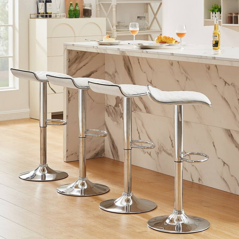 VECELO Barstools Adjustable Height Faux Leather Backless Modern Swivel Bar Stools (Set of 2)-Five colors