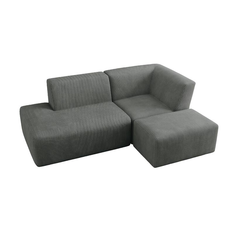 Corduroy Fully Sponge Molded Modular Sectional Sofa with Ottoman
