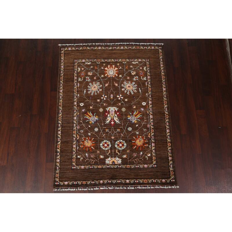 Vegetable Dye Ziegler Oriental Wool Area Rug Hand-knotted Foyer Carpet - 5'1" x 6'9"