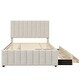 preview thumbnail 16 of 16, Full Size Upholstered Platform Bed with Twin Size Trundle and 3 Drawers, Linen Fabric, Gray