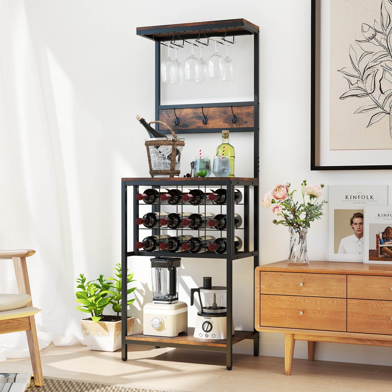 Costway Wine Rack Freestanding Floor with Countertop Wine and