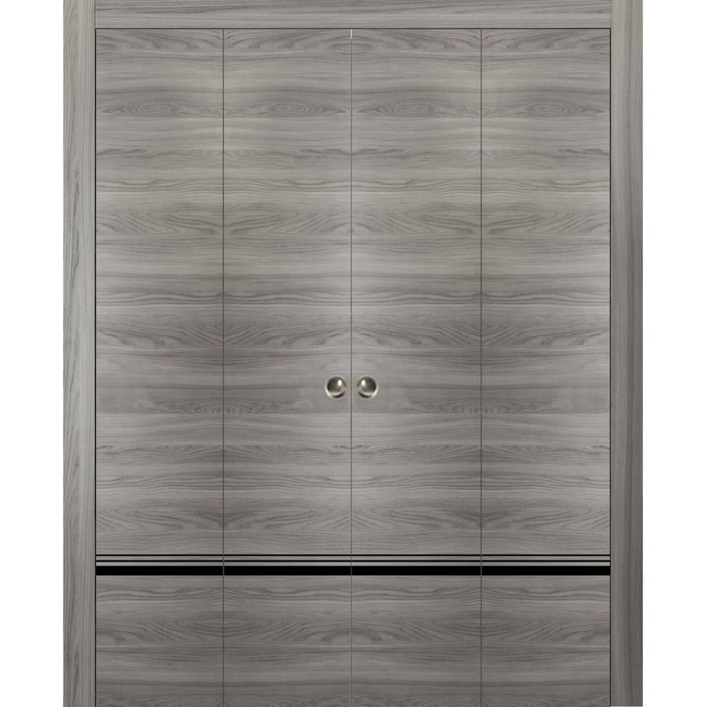 Double Bi-fold Doors Planum 0012 Grey Matte with Sturdy Tracks