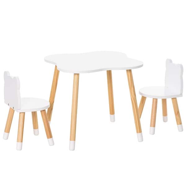 slide 2 of 10, Wooden Kids Table and Chair Set Ideal for Arts, Meals, Homework, Cute Toddler Activity Table for Age 3 Years+, White White