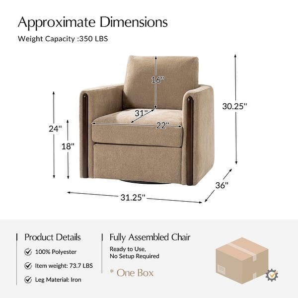 dimension image slide 1 of 3, HULALA HOME Taresa Modern Barrel-Shaped Rotatable chair