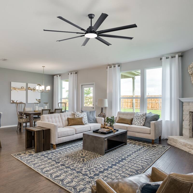 72"/84" Great Room Windmill Matte Black Smart Ceiling Fan with LED Light Kit and Remote