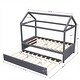 preview thumbnail 5 of 7, Pine Wood+MDF+Upholstery Easy Assembly 2 Beds in 1 Twin Size House Platform Bed with Trundle.