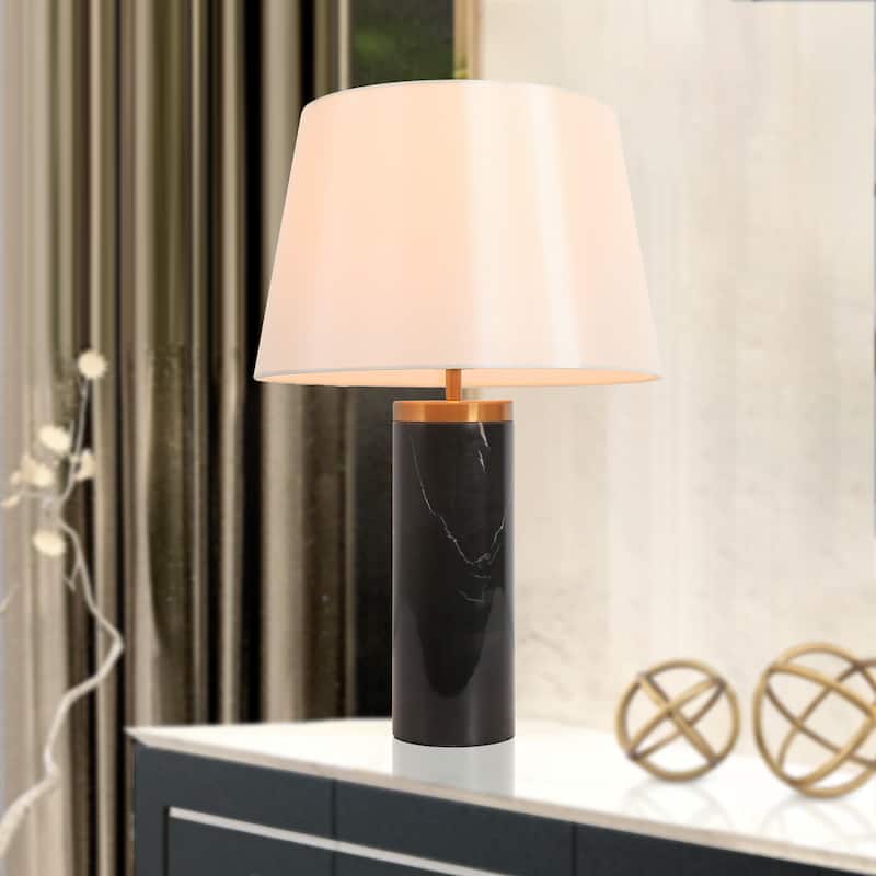 Modern Black Gold Cylindrical Metal Table Lamp 24.8 IN. Desk Light - L 15.7" x H 24.8"