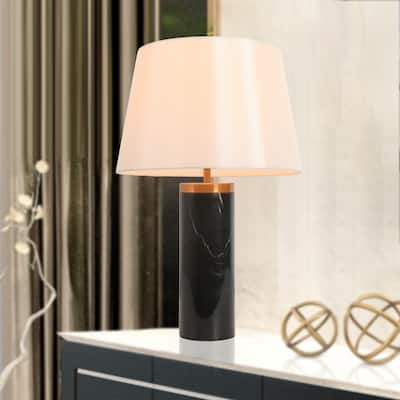 Modern Black Gold Cylindrical Metal Table Lamp 24.8 IN. Desk Light - L 15.7" x H 24.8"