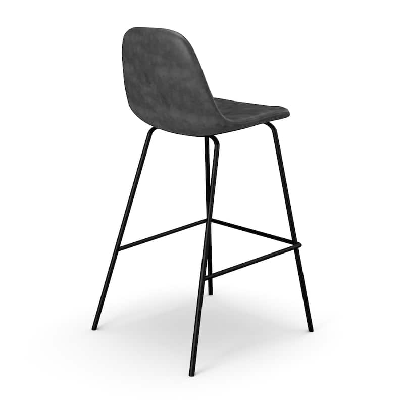 Maxine Vegan Leather Counter Height Stools Black Legs (Set of 2)
