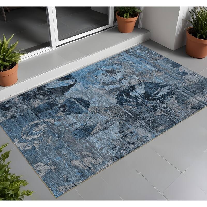 Lato Modern Art-Inspired Weather Resistant Classic Meets Modern Runner Outdoor Rug - 3' x 5' - Multi