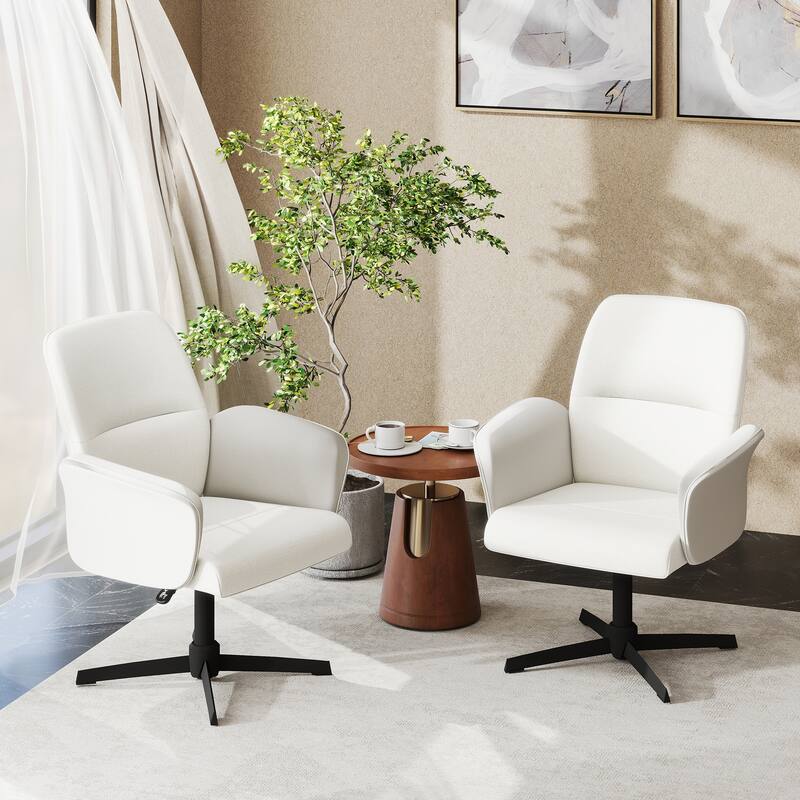 Homylin Boucle Modern Swivel & Adjustable Leisure Chair Adjustable Height Wide Seat Home Office Armchair