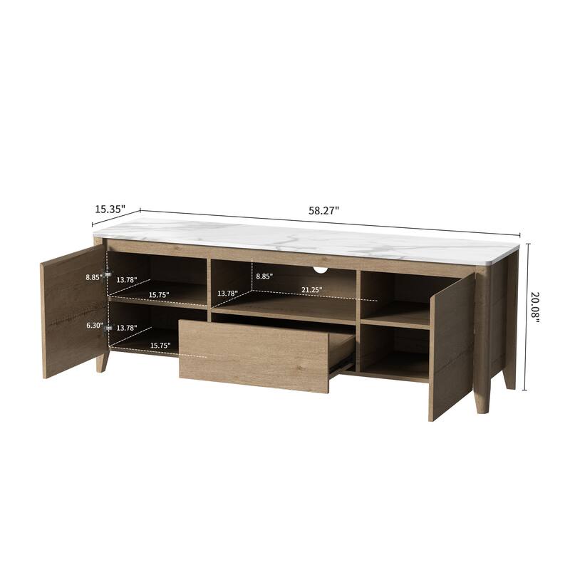 LED TV Stand for Gaming & Media - 58" Entertainment Center with Cable Management, Fits 80" TVs