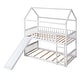 preview thumbnail 5 of 20, Twin over Twin Wooden Bunk Bed Playhouse House Bed with Slide