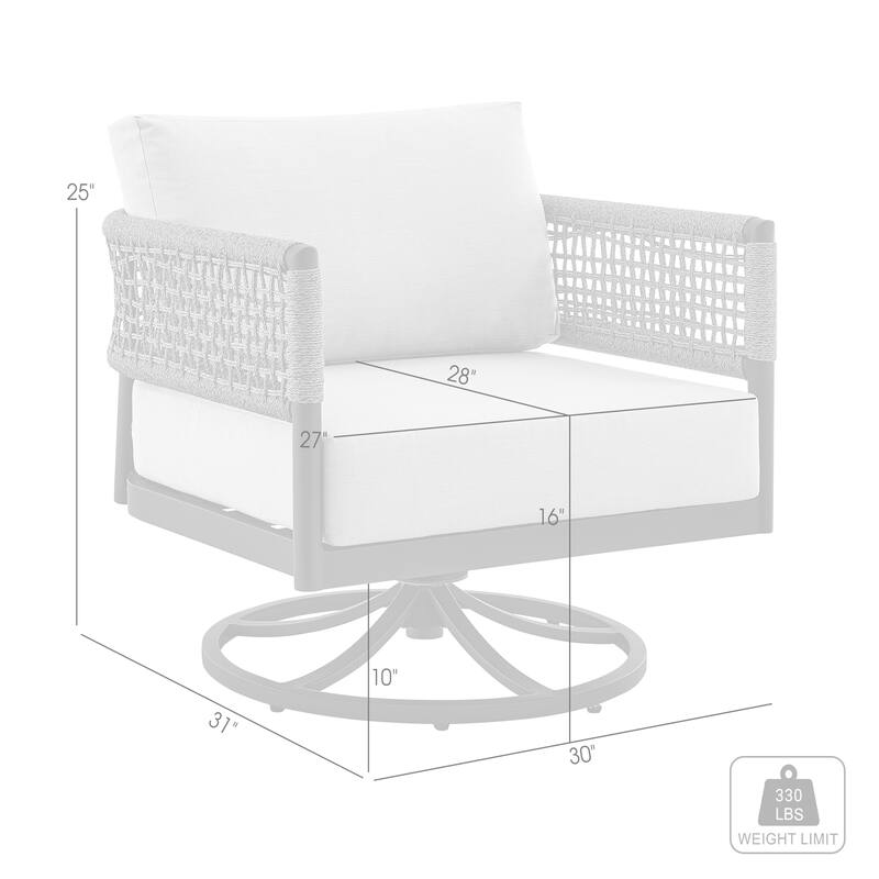 Felicia Black Aluminum & Grey Rope Outdoor Swivel Rocker Chair