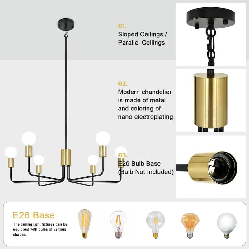 6-Light 30.15"W Kitchen Island Modern Chandeliers for Living Room