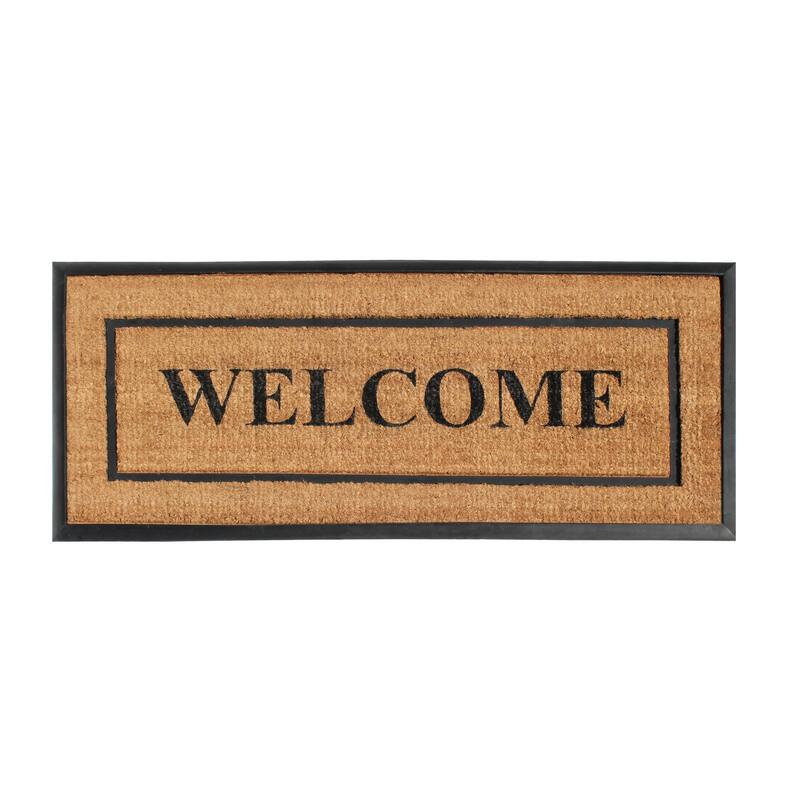 A1HC- Designer Hand-Crafted Rubber & Coir Frame Molded Double Door Mat, Perfect and more functional size