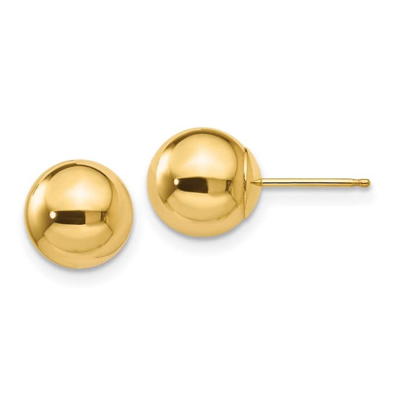 Curata 10k Yellow Gold Polished Ball Stud Earrings - Choice of 4mm 5mm 6mm 7mm 8mm