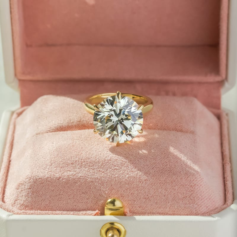 Kobelli 10.51 Carat Natural Diamond GIA Certified 18k Solid Gold Round Solitaire Cathedral One-of-a-Kind Katz Engagement Ring