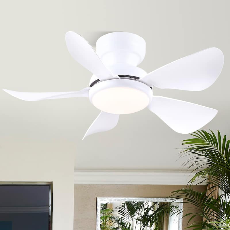32/36/46/52 inches Low Profile Ceiling Fan with Light and Remote for Living Room Bedroom Kid's Room Patio - 36 Inches - White