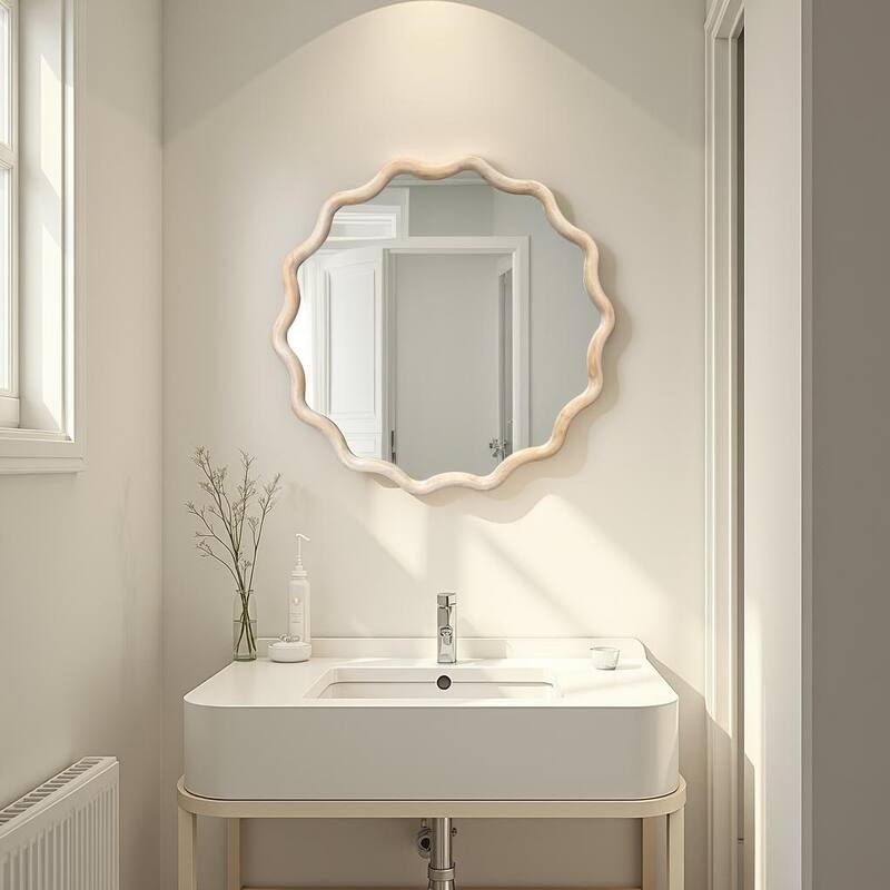 Pine Ripples Round Mirror - 24H x 24W x 1D