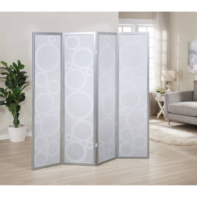 Arvada 4-Panel Wood Room Divider with Circle Pattern