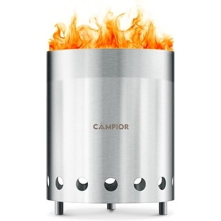 Wood Burning Fire Pit Stove With Black Exterior - Smokeless Outdoor Stove For Efficient Wood Fires Stainless Steel