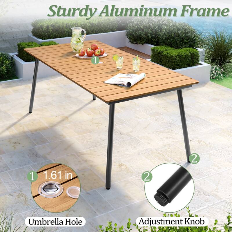Pellebant Outdoor Aluminum Rectangular Dining Table