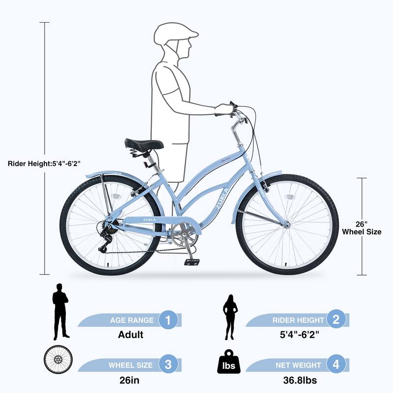 Unisex Beach Cruiser Bike - Multiple Colors, Multiple Speeds - 26