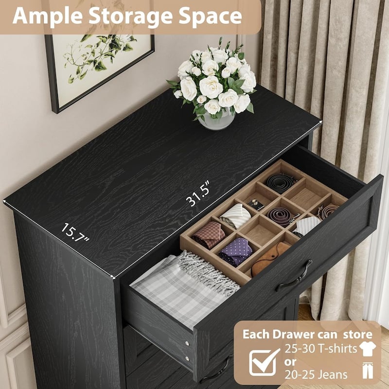 5 Drawers Dresser, Chest of Drawers, Storage Organizer for Bedroom,Living Room