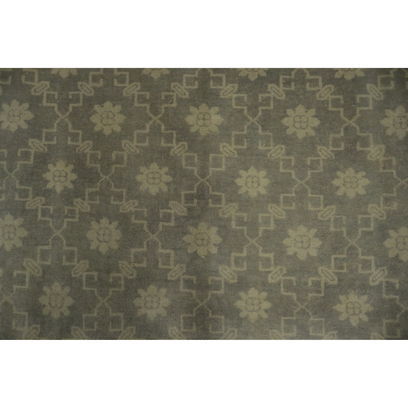 Hand Knotted Oriental 100% Wool Carpet Transitional All-Over Greys & Charcoal Khotan Area Rug - 9' 11'' X 8' 4''