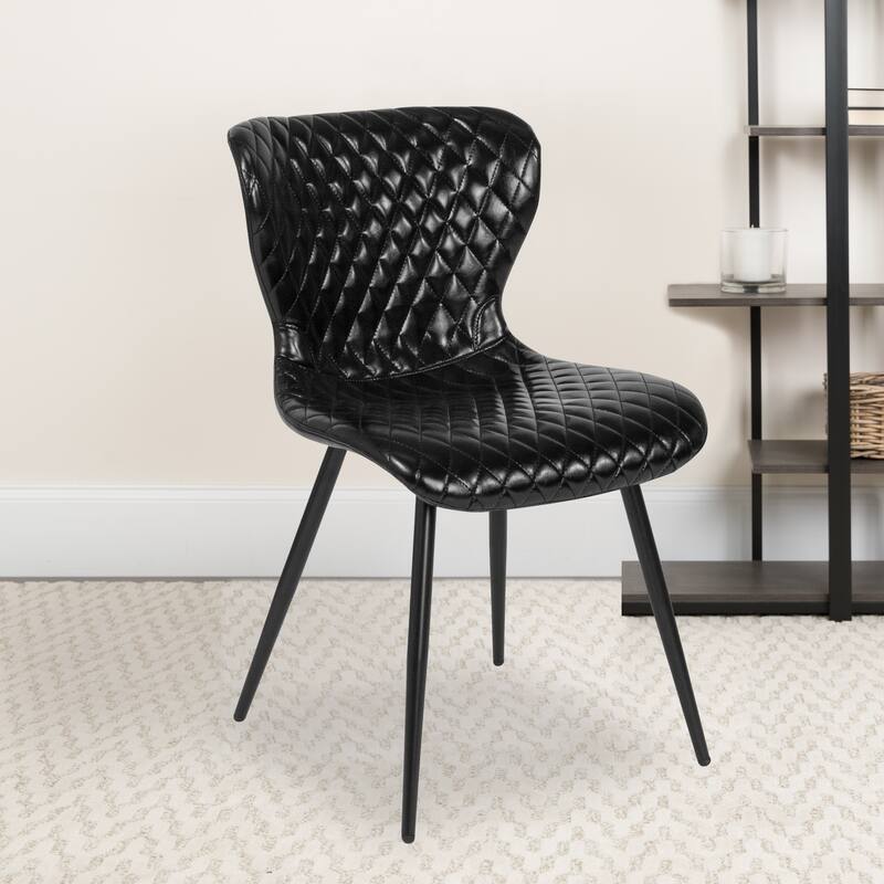 Contemporary Vinyl Upholstered Chair - Black Vinyl