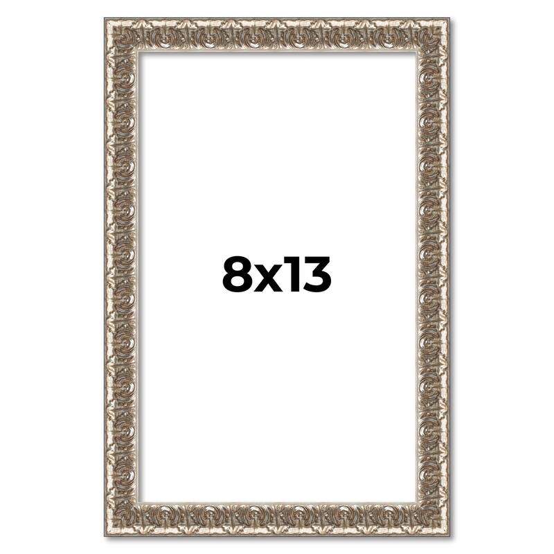 8x13 Frame Silver Versailles Ornate Solid Wood Picture Frame | 1 Inch
