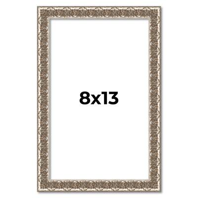8x13 Frame Silver Versailles Ornate Solid Wood Picture Frame | 1 Inch