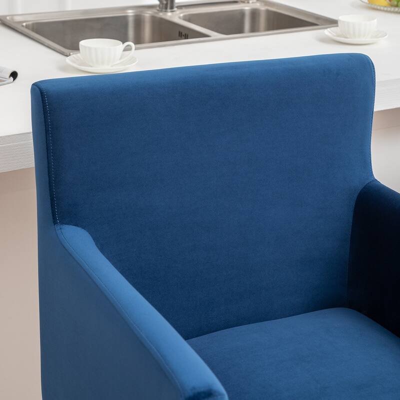 SEYNAR Mid Century Modern Velvet Accent Armrest 27-inch Tall Bar Stool Set of 2 with Metal Frame