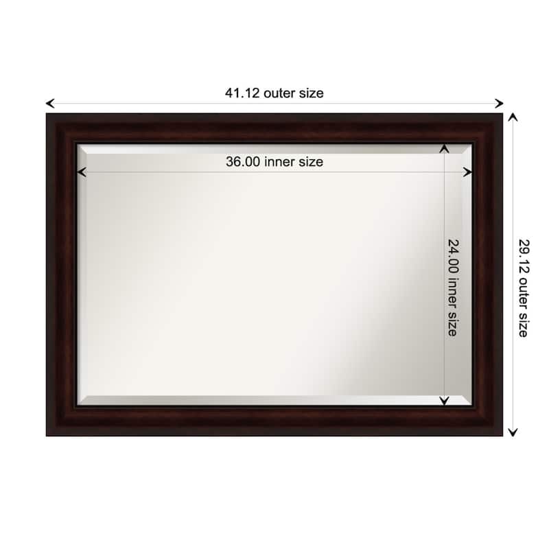Beveled Wall Mirror - Coffee Bean Brown Frame - Coffee Bean Brown - 41 x 29-inch