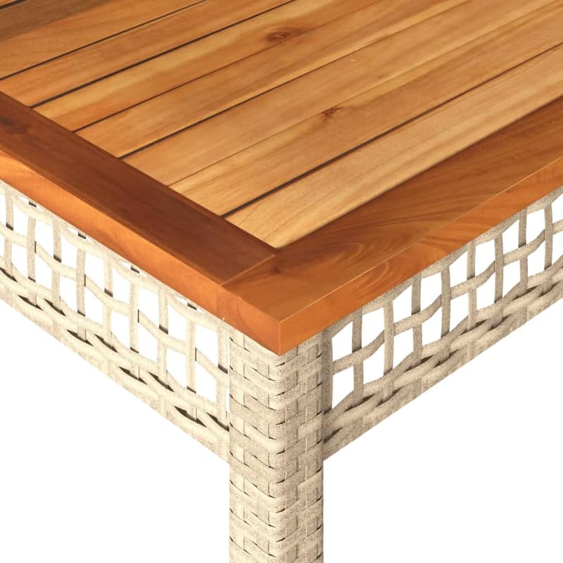 vidaXL Patio Table Furniture Outdoor Garden Backyard Poly Rattan Acacia Wood