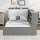 preview thumbnail 14 of 23, Wood Twin Size platform bed with Storage Headboard, Shelves and 2 Drawers