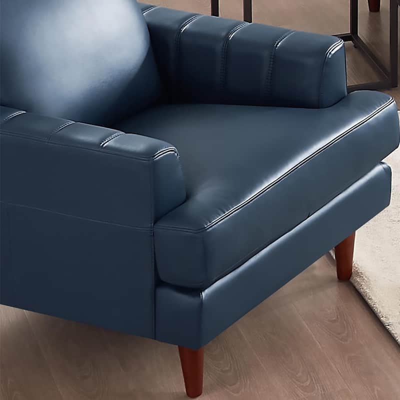 Ivy Living Cassia Top Grain Leather Chair With Feather, Memory Foam and Springs
