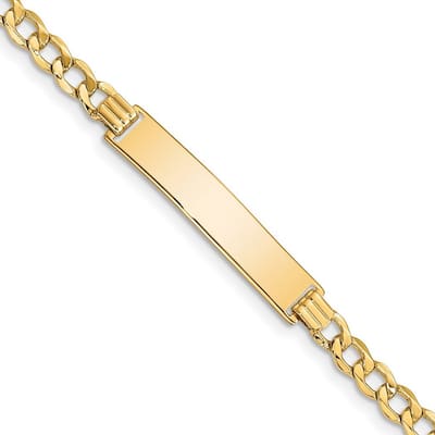 Curata 6.63mm 10k Yellow Gold Engravable Semi solid Curb Link ID Bracelet