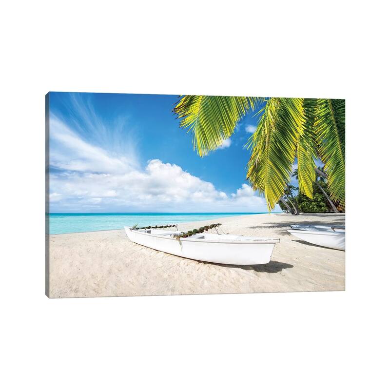 iCanvas "Boat At The Beach On Bora Bora" by Jan Becke Canvas Print
