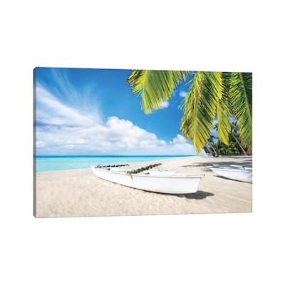 iCanvas "Boat At The Beach On Bora Bora" by Jan Becke Canvas Print