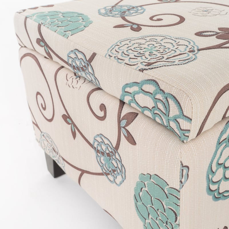 Breanna Floral Upholstered Storage Ottoman by Christopher Knight Home