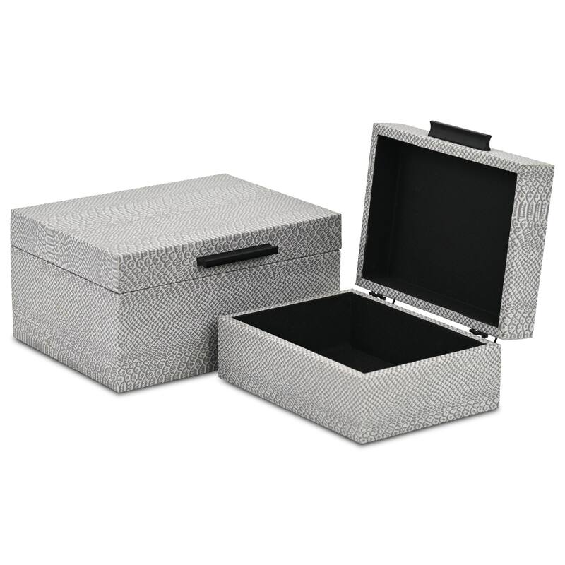 Handcrafted Snakeskin Nesting Boxes - 10.25" - Gray - Set of 2