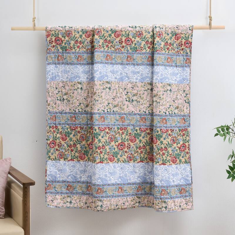 Greenland Home Fashions Kressida Multi-floral 50"x60" Throw Quilt
