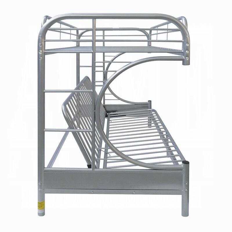 Metal Twin over Full Size Futon Bunk Bed, Silver